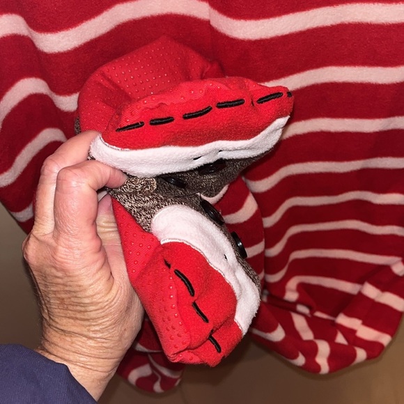Nick & Nora footed red white sock monkey pajamas adult size small - Picture 11 of 12